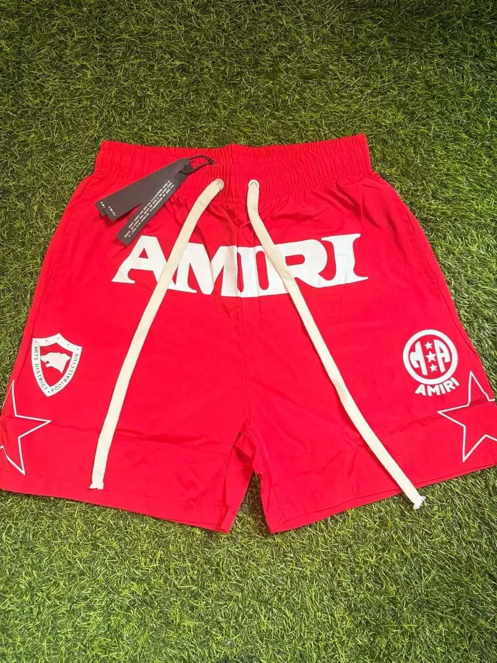 AMIRI Arts District Football Club Shorts in Red (Size Medium)